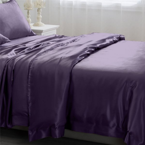 Purple 22 Momme Silk Duvet Cover Quilt (Custom Bedding Tailor-Made)