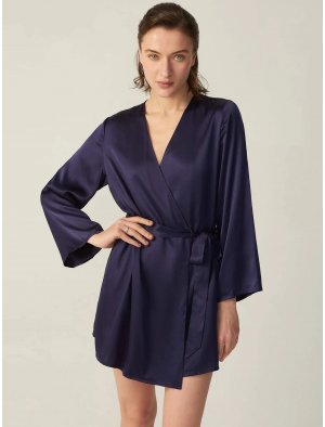 22 Momme Mid Length 100% Silk Night Robe Women