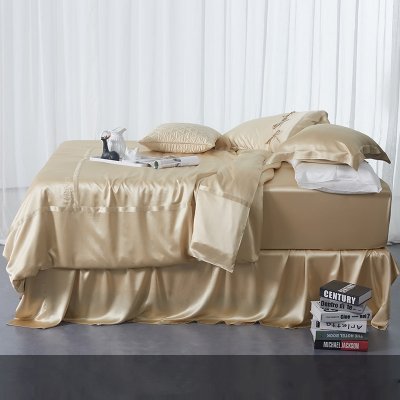 Solid color silk bed sheet single piece naked sleeping mulberry silk satin  quilt single double 1.2