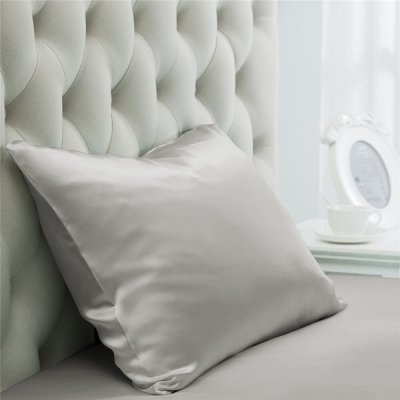Silver Grey Zipper Silk Pillowcase With Hidden Closure