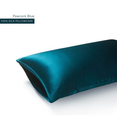 Peacock Blue 22 Momme Invisible Envelope Silk Pillowcase