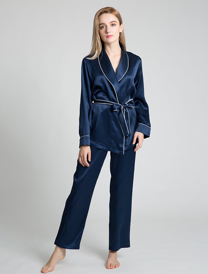22 Momme Contrast Trim Silk Pajamas Set