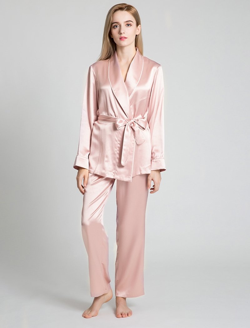 22 Momme Contrast Trim Silk Pajamas Set