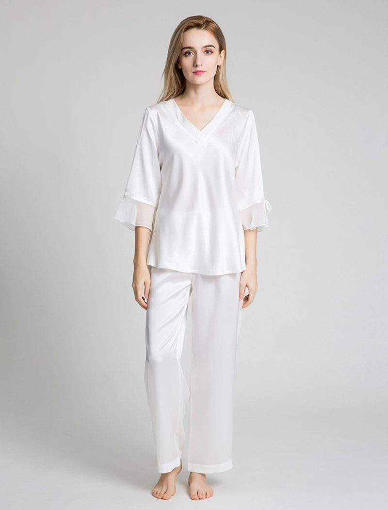 22 Momme Laced Silk Pajama Set