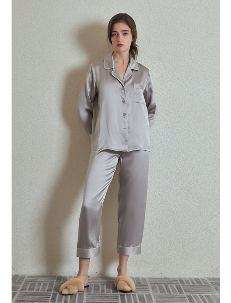 22 Momme Luxury Piping Silk Pajamas Set