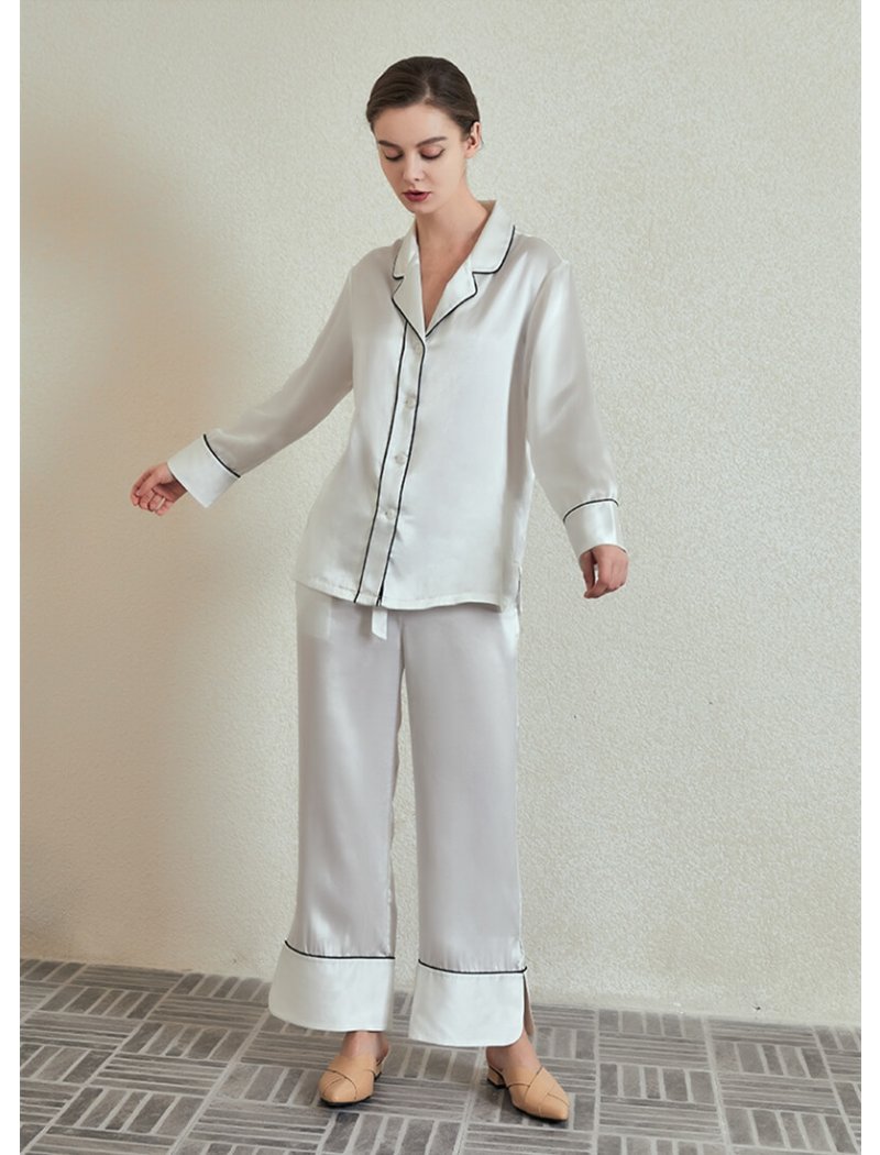 22 Momme Long Classic Silk Pajama Set For Women