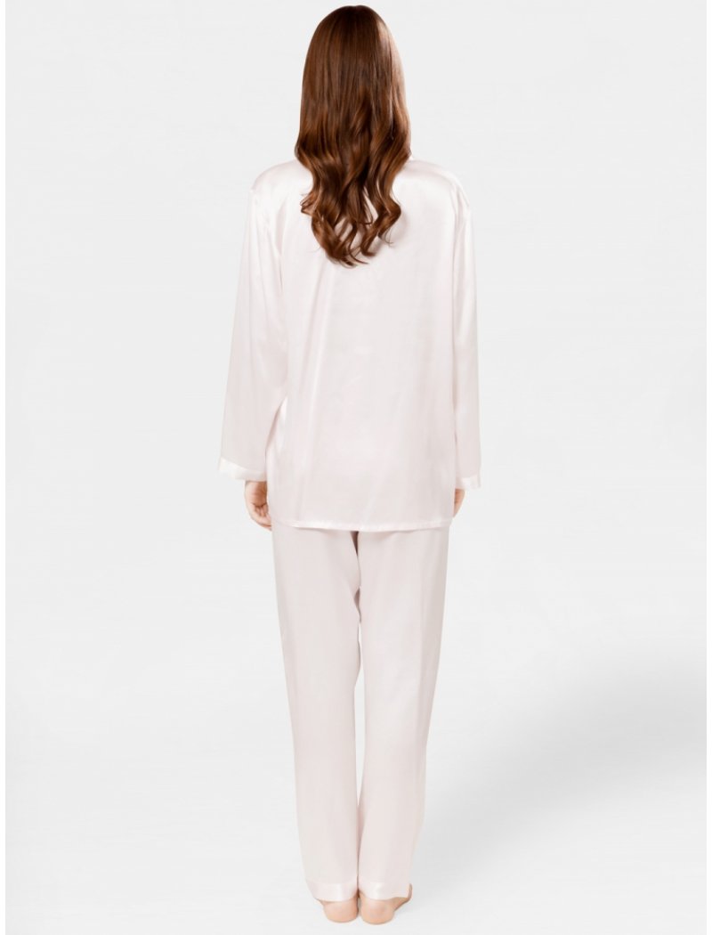 22 Momme Unique Silk Pajamas Set with Double Row Pipping