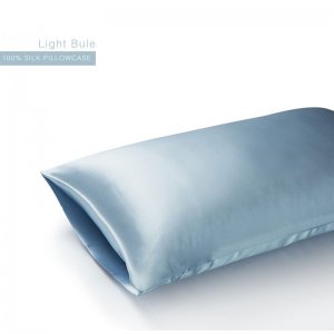 Light Blue 22 Momme Invisible Envelope Silk Pillowcase