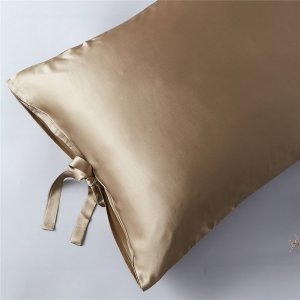 Taupe 22 Momme Bow Silk Pillowcase