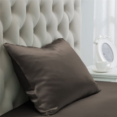 Chocolate Zipper Silk Pillowcase With Hidden Closure