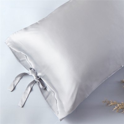 Silver Grey 22 Momme Bow Silk Pillowcase