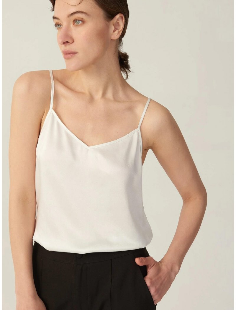 V Neck Front and Back Silk Camisole