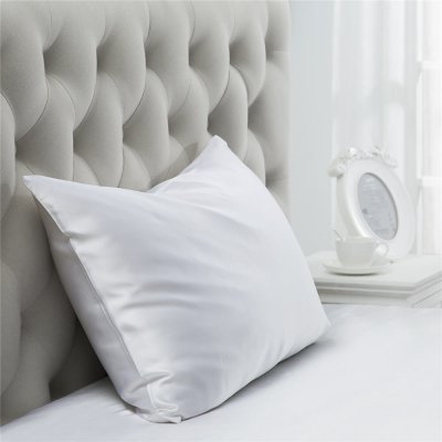 White Zipper Silk Pillowcase With Hidden Closure